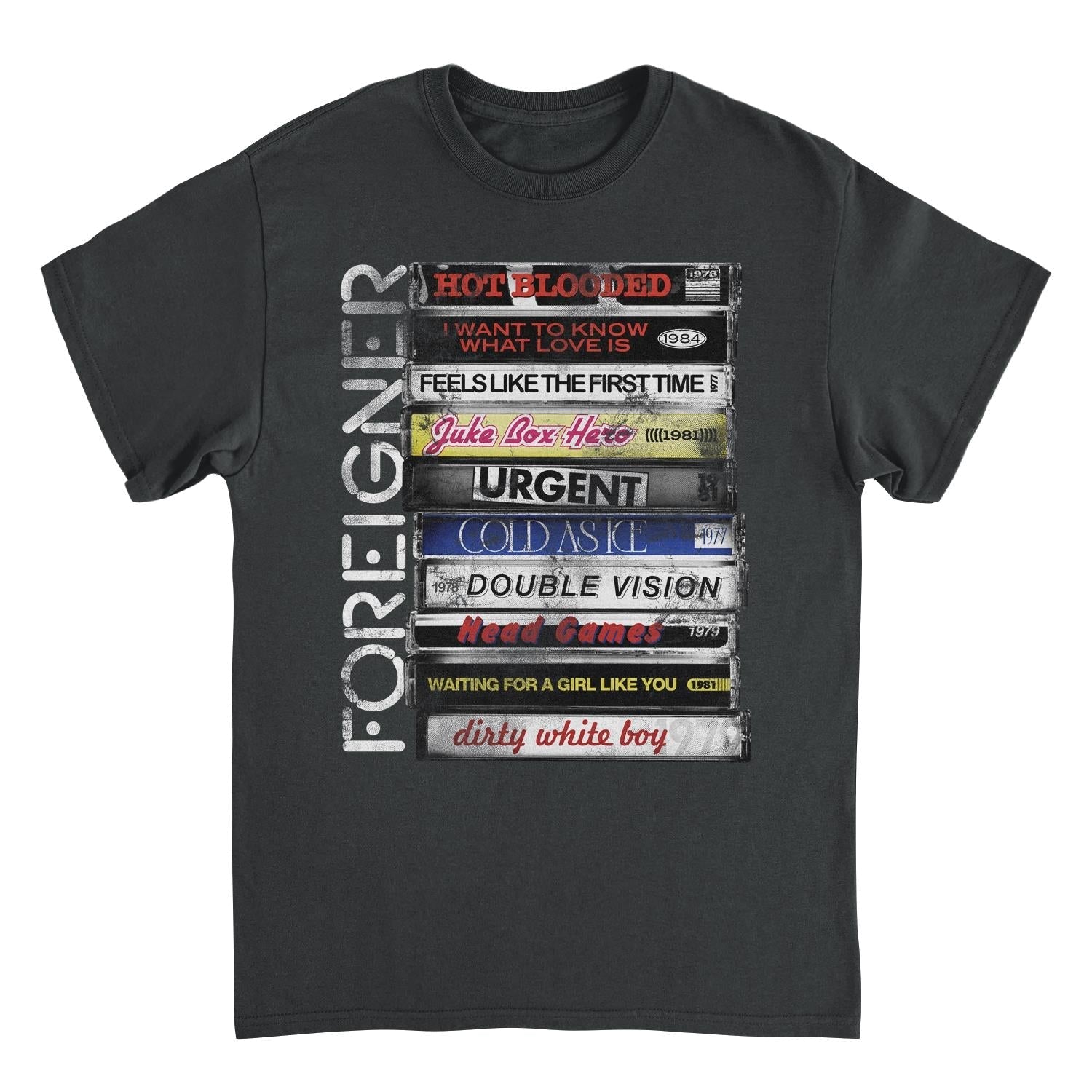 Foreigner Stacked Tapes Black Mens T Shirt