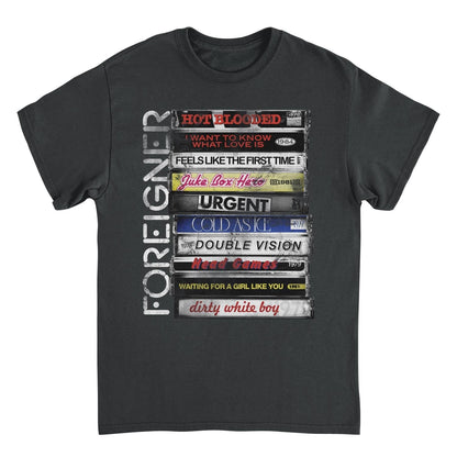 Foreigner Stacked Tapes Black Mens T Shirt