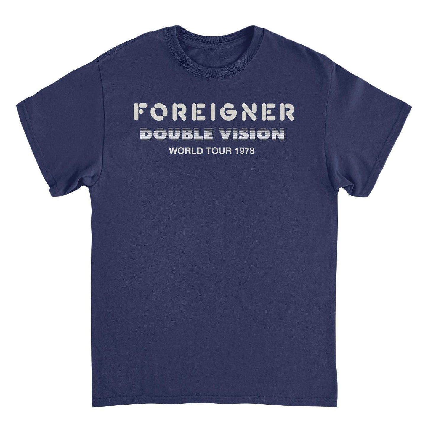 Foreigner Double Vision World Tour Navy Mens T Shirt