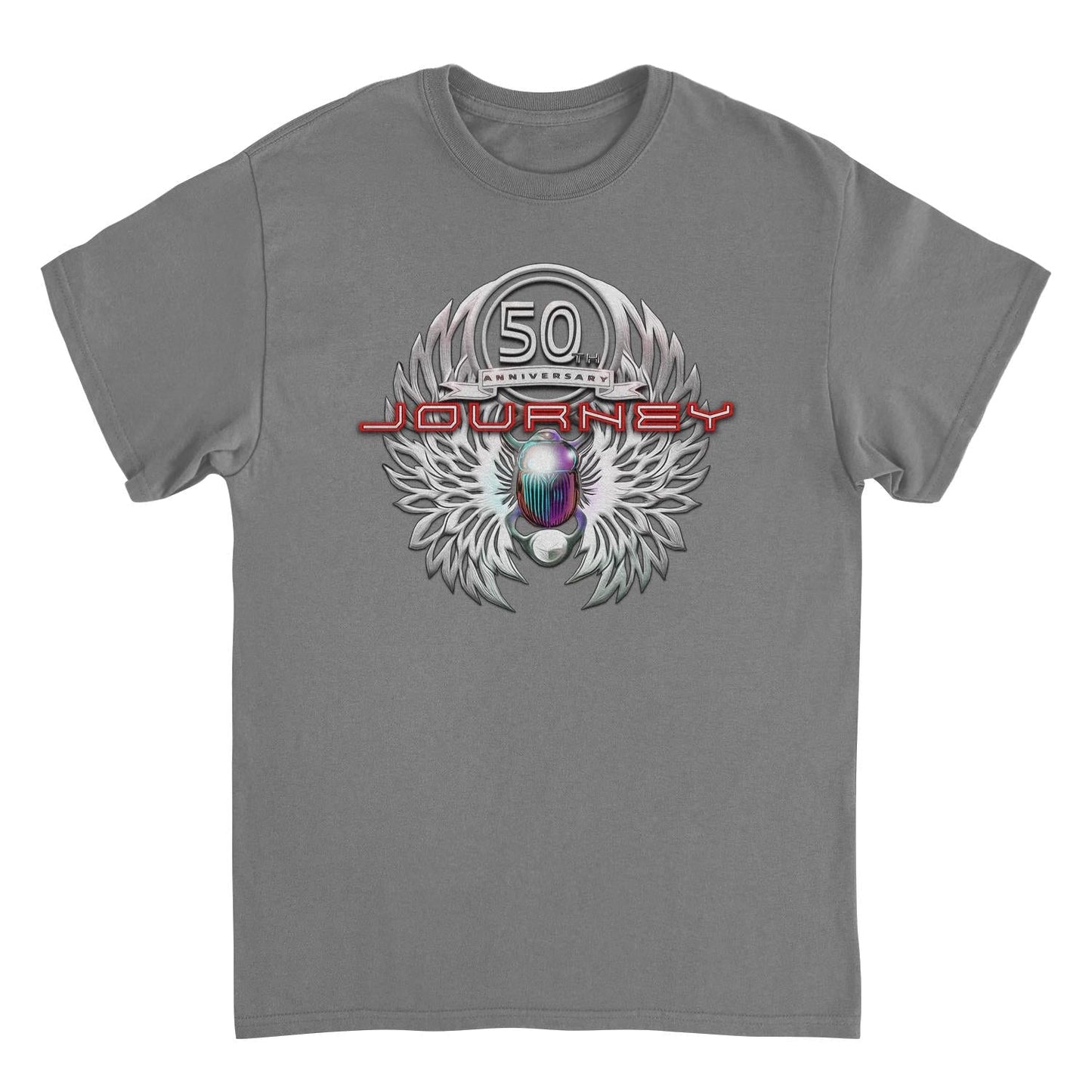 Journey Platinum Scarab 50th Anniversary Charcoal Mens T Shirt
