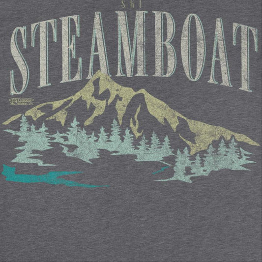 Ski Steamboat Mens T Shirt Dark Heather