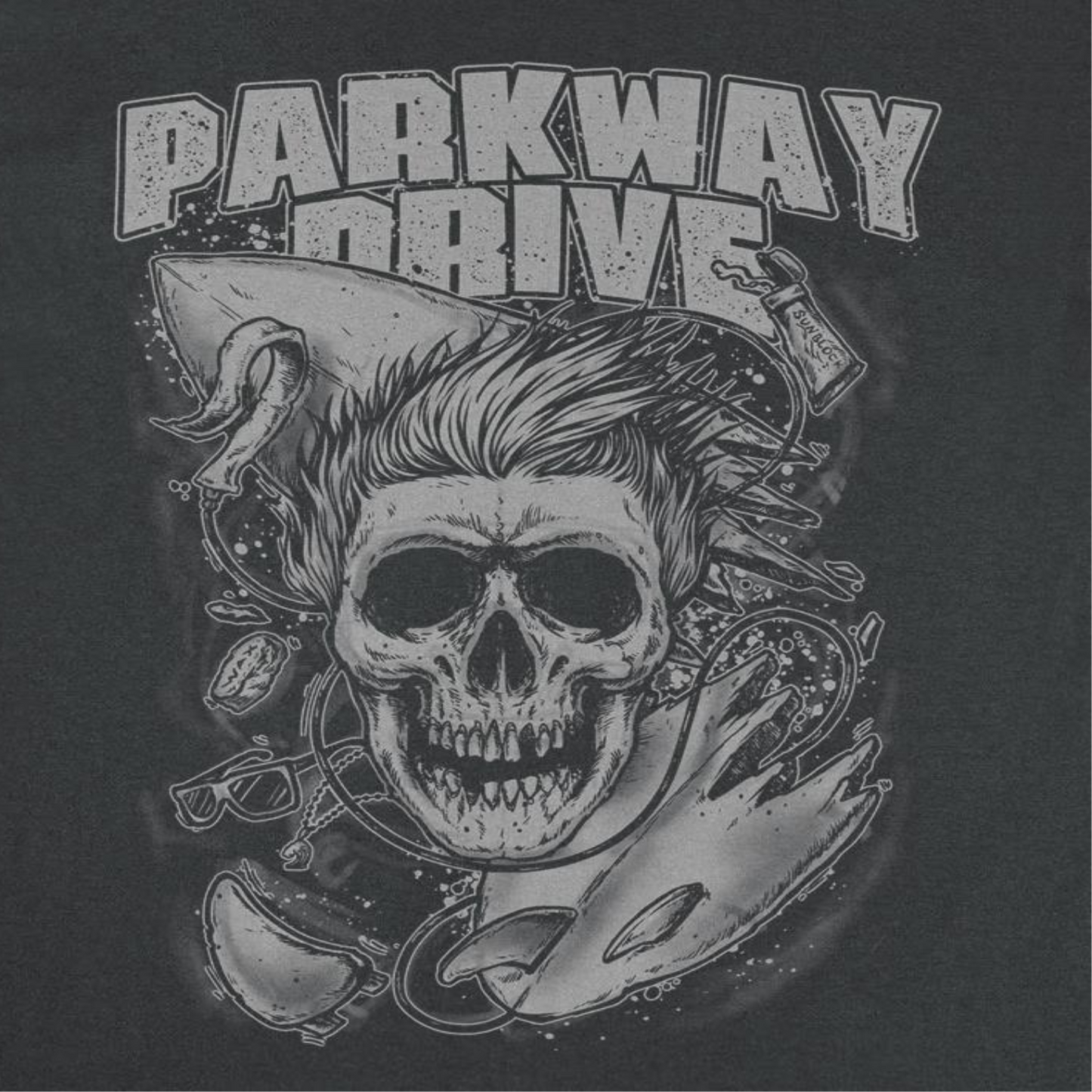 Parkway Drive Skull Surf Mens T Shirt Black