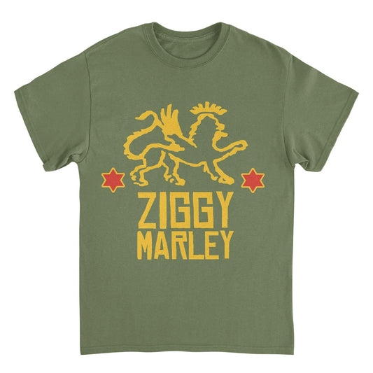 Ziggy Marley Red Star Lion Military Green Mens T Shirt