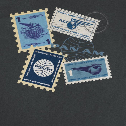 Pan Am Postage Stamps Montage Mens T Shirt Black