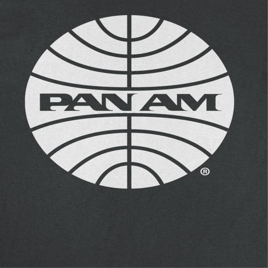 Pan Am White Outline Logo Mens T Shirt Black