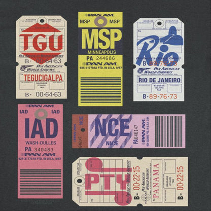 Pan Am 6 Retro Luggage Tags Mens T Shirt Black