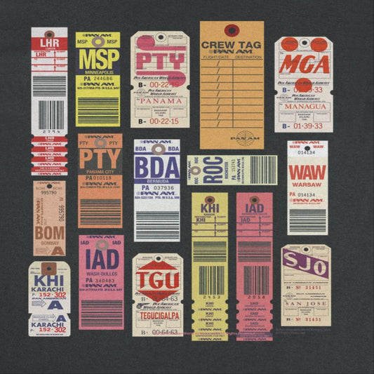 Pan Am Vintage Luggage Tags Mens T Shirt Black