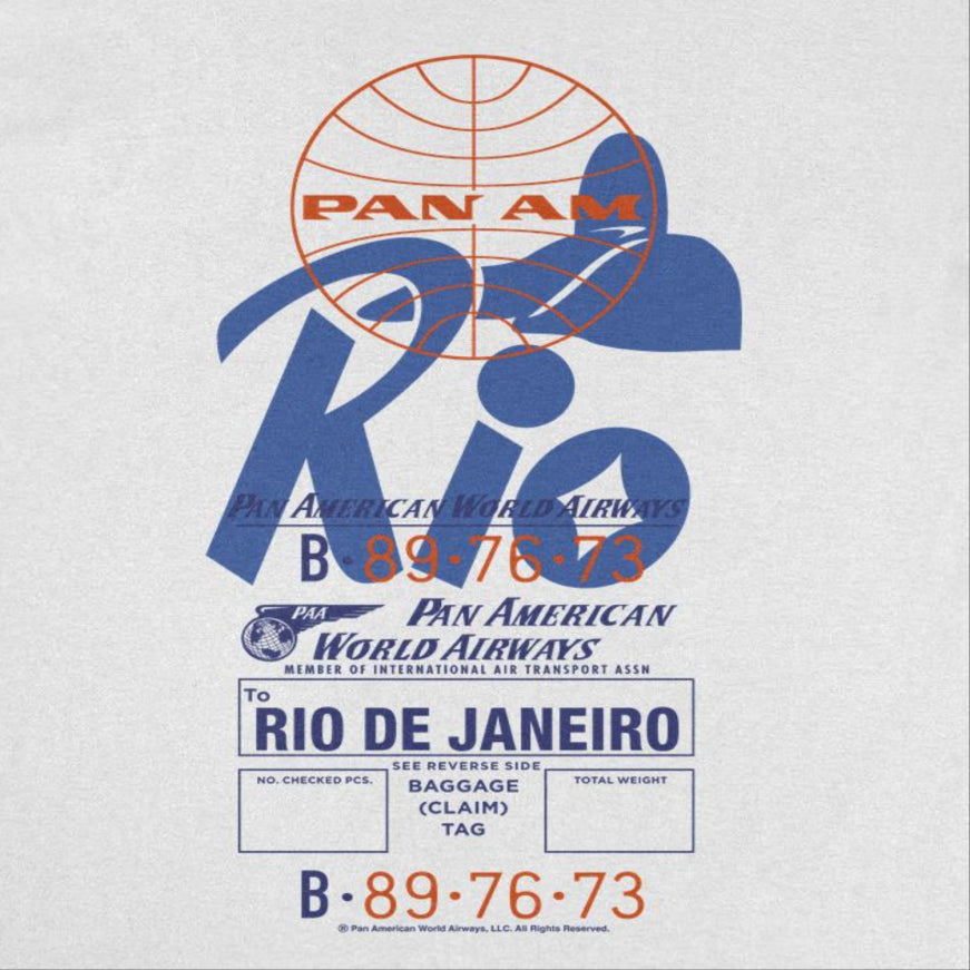 Pan Am Retro Rio De Janeiro Luggage Tag Mens T Shirt White