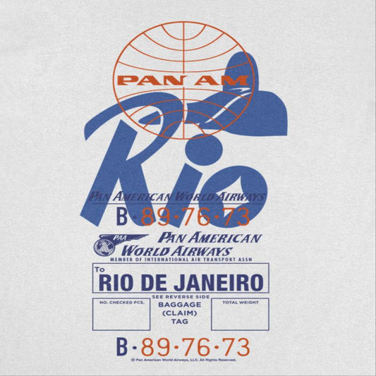 Pan Am Retro Rio De Janeiro Luggage Tag Mens T Shirt White