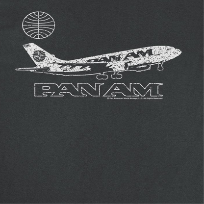 Pan Am Plane Take Off Distressed Mens T Shirt Black