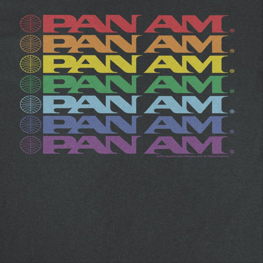 Pan Am Text Logo Rainbow Cascade Pride Mens T Shirt Black