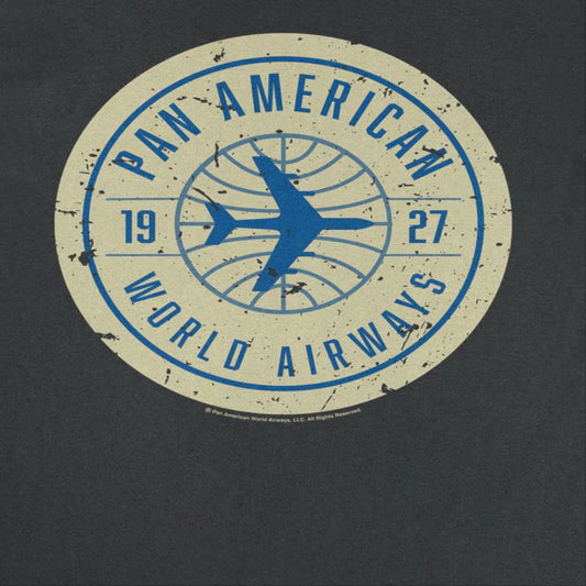 Pan Am 1927 World Airways Plane Badge Logo Mens T Shirt Black