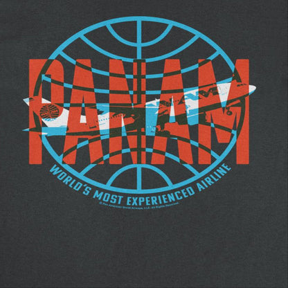 Pan Am Red Text Worlds Most Experienced Airline Mens T Shirt Black
