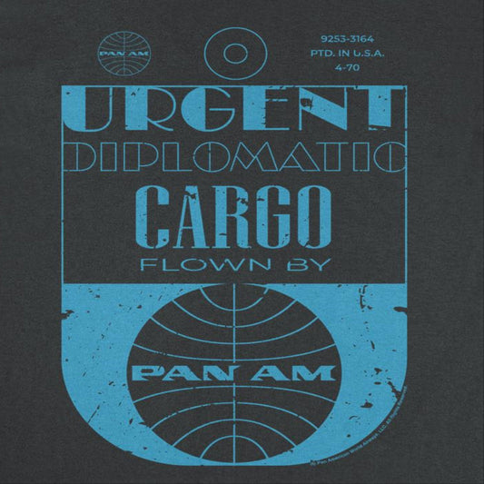 Pan Am Urgent Diplomatic Cargo Tag Mens T Shirt Black