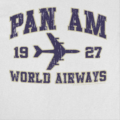 Pan Am World Airways Varsity Sports Text Distress Mens T Shirt White