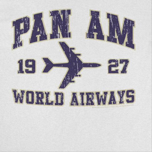 Pan Am World Airways Varsity Sports Text Distress Mens T Shirt White