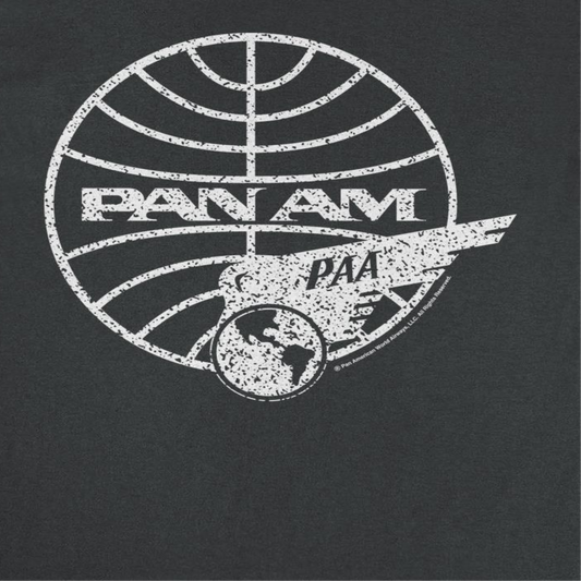 Pan Am Distressed PAA White Logo Mens T Shirt Black