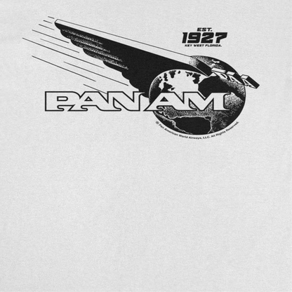 Pan Am Wing Globe Logo Black Print Mens T Shirt White