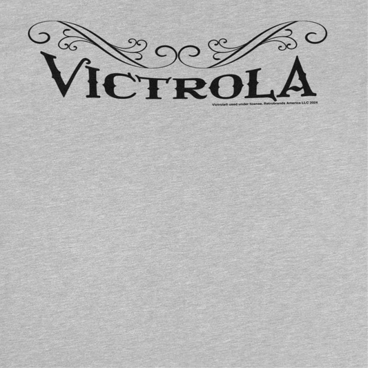Victrola Black Text Retro Record Company Mens T Shirt Sport Grey