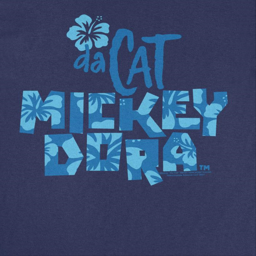 Mickey Da Cat Dora Blue Hawaiian Blue Retro Surfer Miki Mens T Shirt Navy
