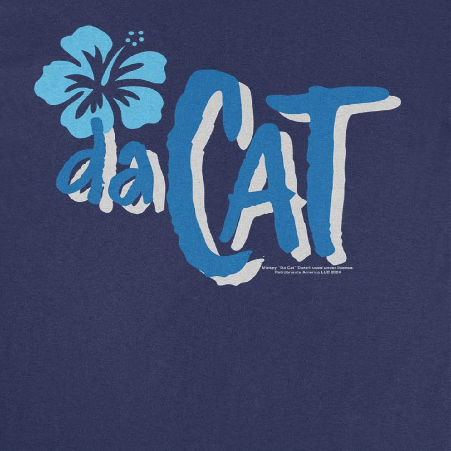 Mickey Da Cat Dora Da Cat Hawaiian Flower Retro Surfer Miki Mens T Shirt Navy