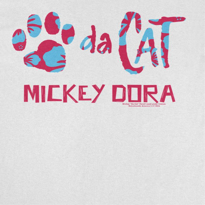 Mickey Da Cat Dora Hawaiian Print Retro Surfer Miki Mens T Shirt White