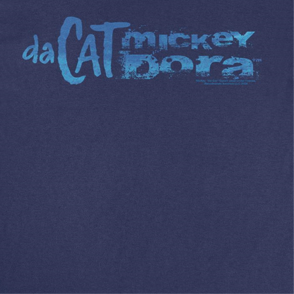 Mickey Da Cat Dora Blue Distress Text Retro Surfer Miki Mens T Shirt Navy