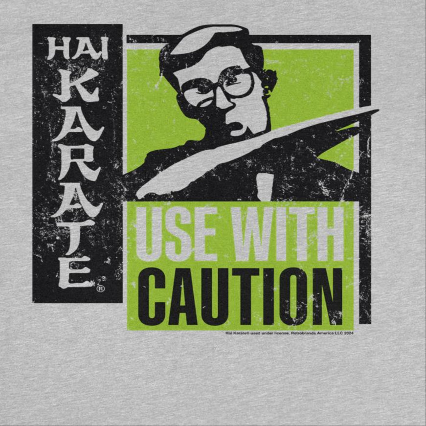Hai Karate Use With Caution Black and Green Mens T Shirt Sport Grey
