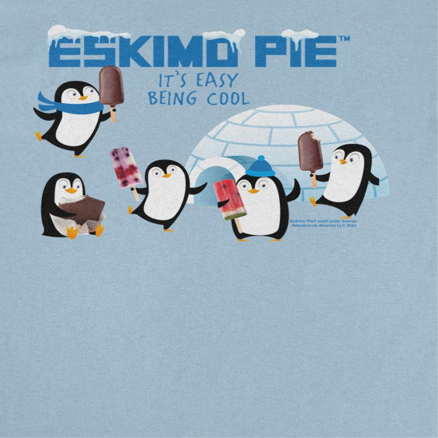 Eskimo Pie Its Easy Being Cool Retro Mens T Shirt Light Blue