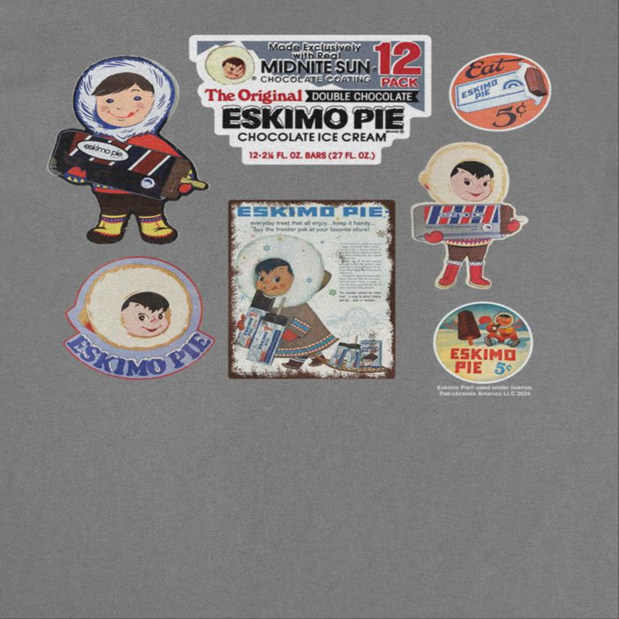 Eskimo Pie Ice Cream Vintage Cartoon Advertisements Mens T Shirt Charcoal