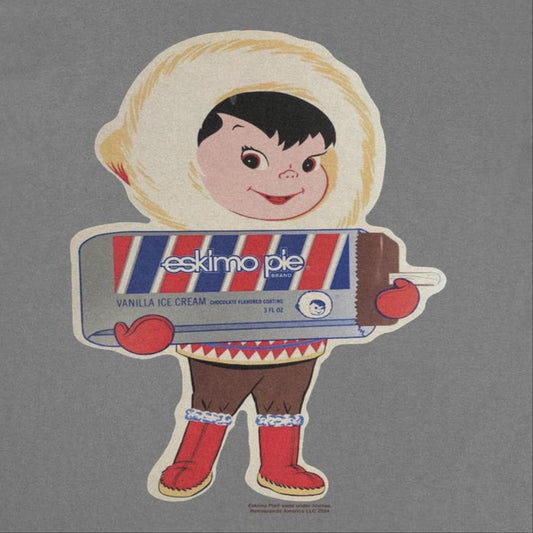 Eskimo Pie Character Holding Large Ice Cream Mens T Shirt Charcoal