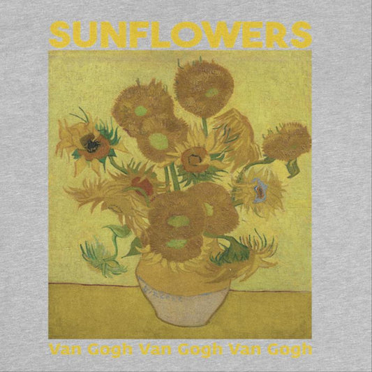 Classic Paintings Van Gogh Sunflowers Mens T Shirt Sport Grey