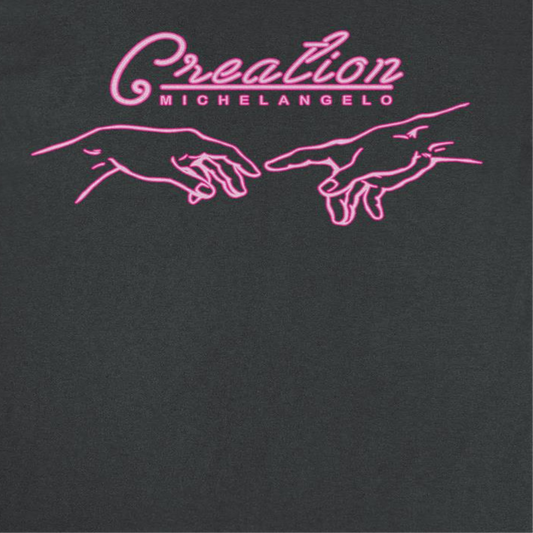 Classic Paintings Neon Creation Michelangelo Mens T Shirt Black