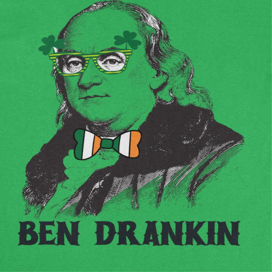 St. Patricks Day Ben Drankin Glasses Mens T Shirt