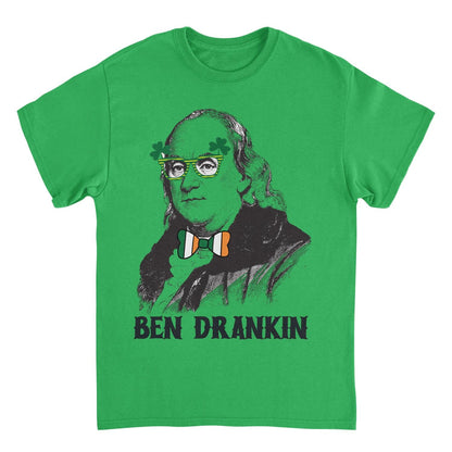St. Patricks Day Ben Drankin Glasses Mens T Shirt