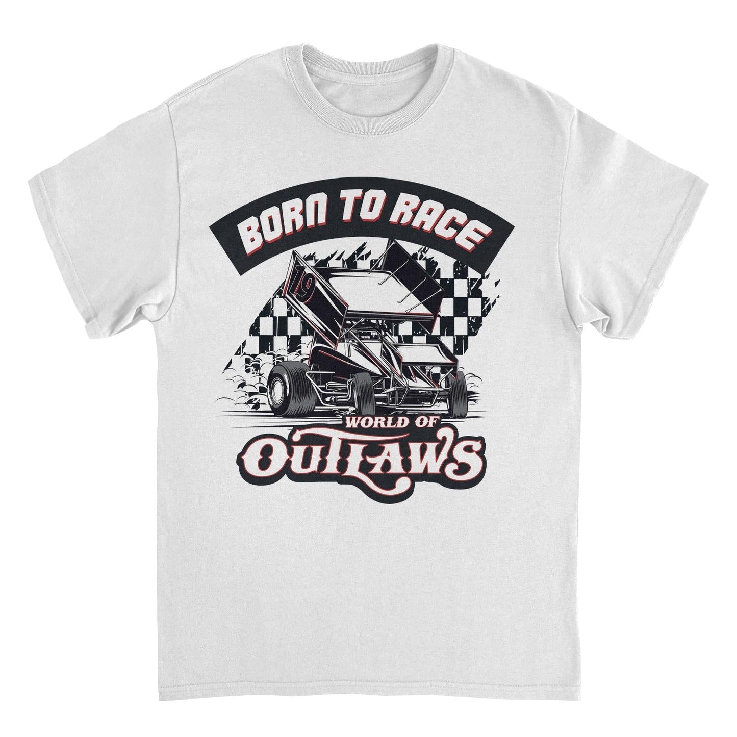 World of Outlaws Born to Race Black Flag White Mens T Shirt