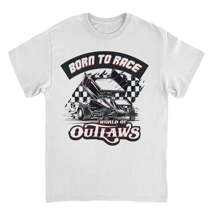 World of Outlaws Born to Race Black Flag White Mens T Shirt