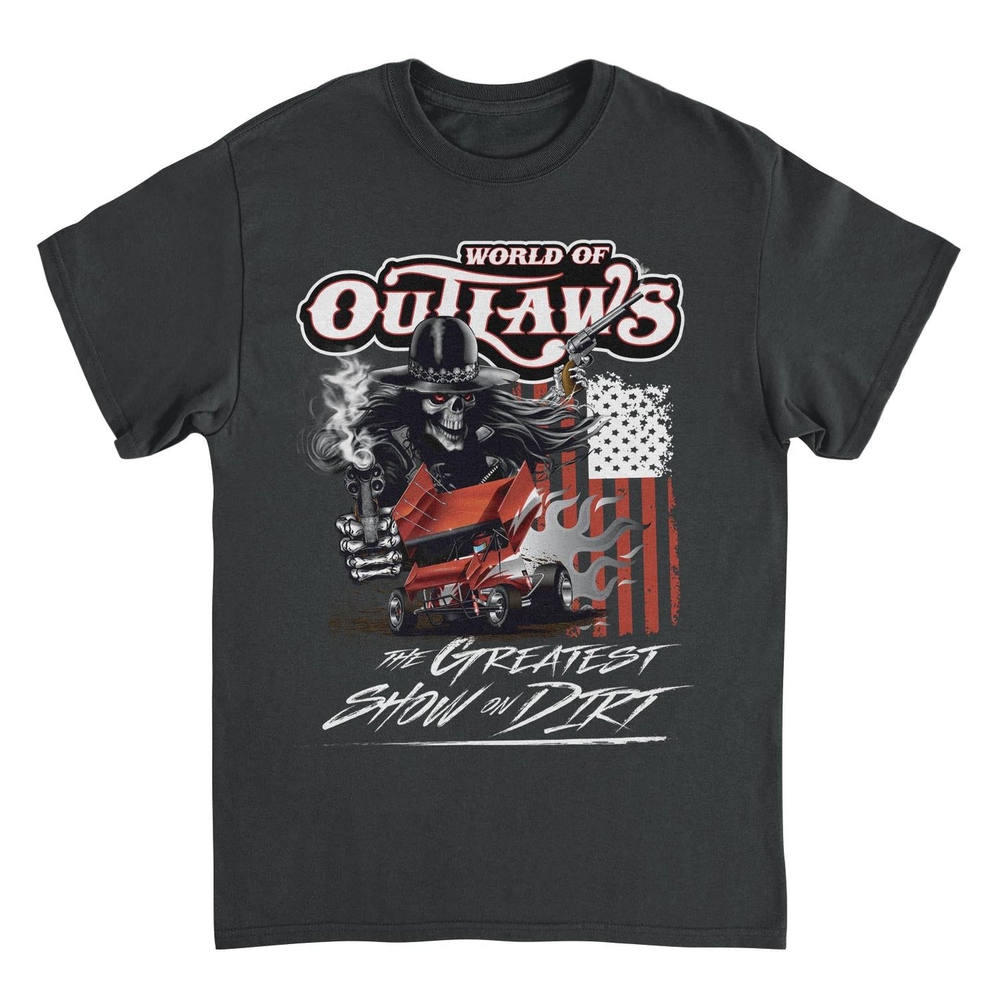 World of Outlaws Gunner Skull Black Mens T Shirt