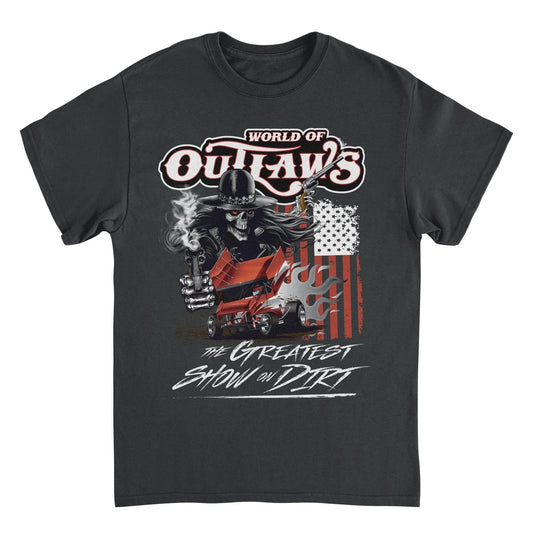World of Outlaws Gunner Skull Black Mens T Shirt