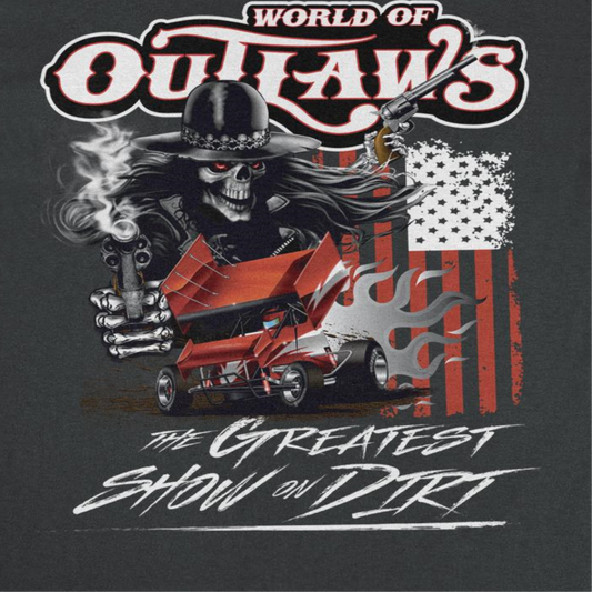 World of Outlaws Gunner Skull Mens T Shirt Black
