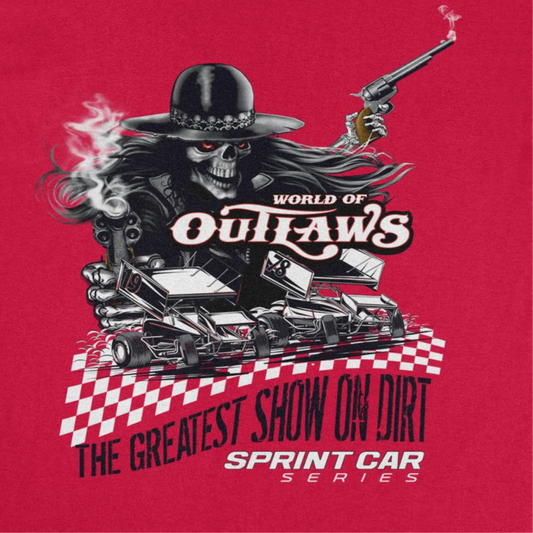 World of Outlaws The Greates Show On Dirt Mens T Shirt Red