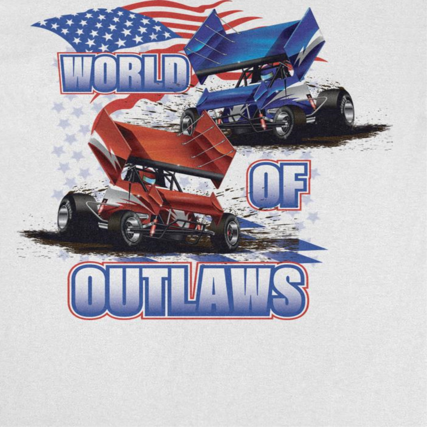 World of Outlaws American Flag Mens T Shirt White