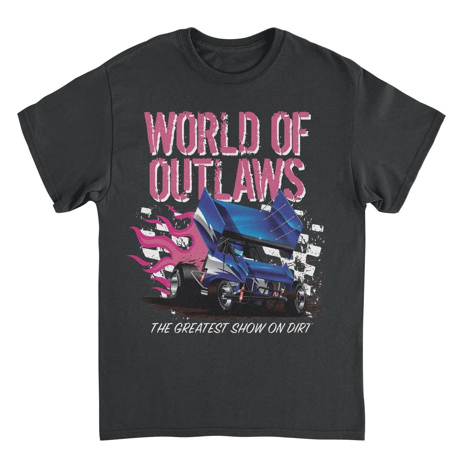 World of Outlaws Grunge Logo Black Mens T Shirt