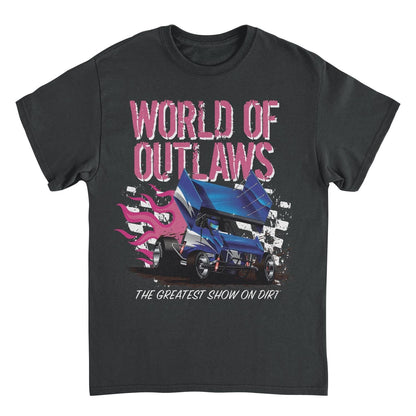 World of Outlaws Grunge Logo Black Mens T Shirt