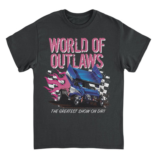 World of Outlaws Grunge Logo Black Mens T Shirt