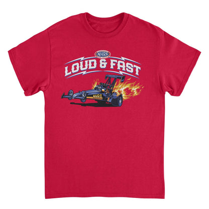 NHRA Loud and Fast Red Mens T Shirt