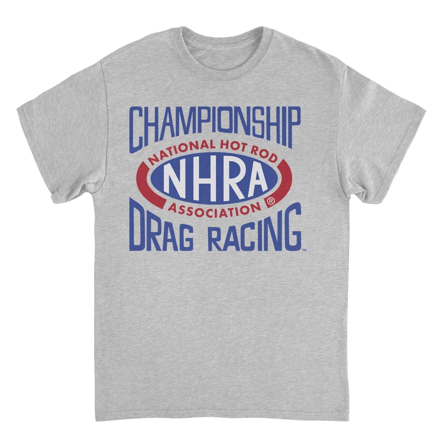 NHRA National Hot Rod Association Drag Racing Red Blue Logo Sport Grey Mens T Shirt