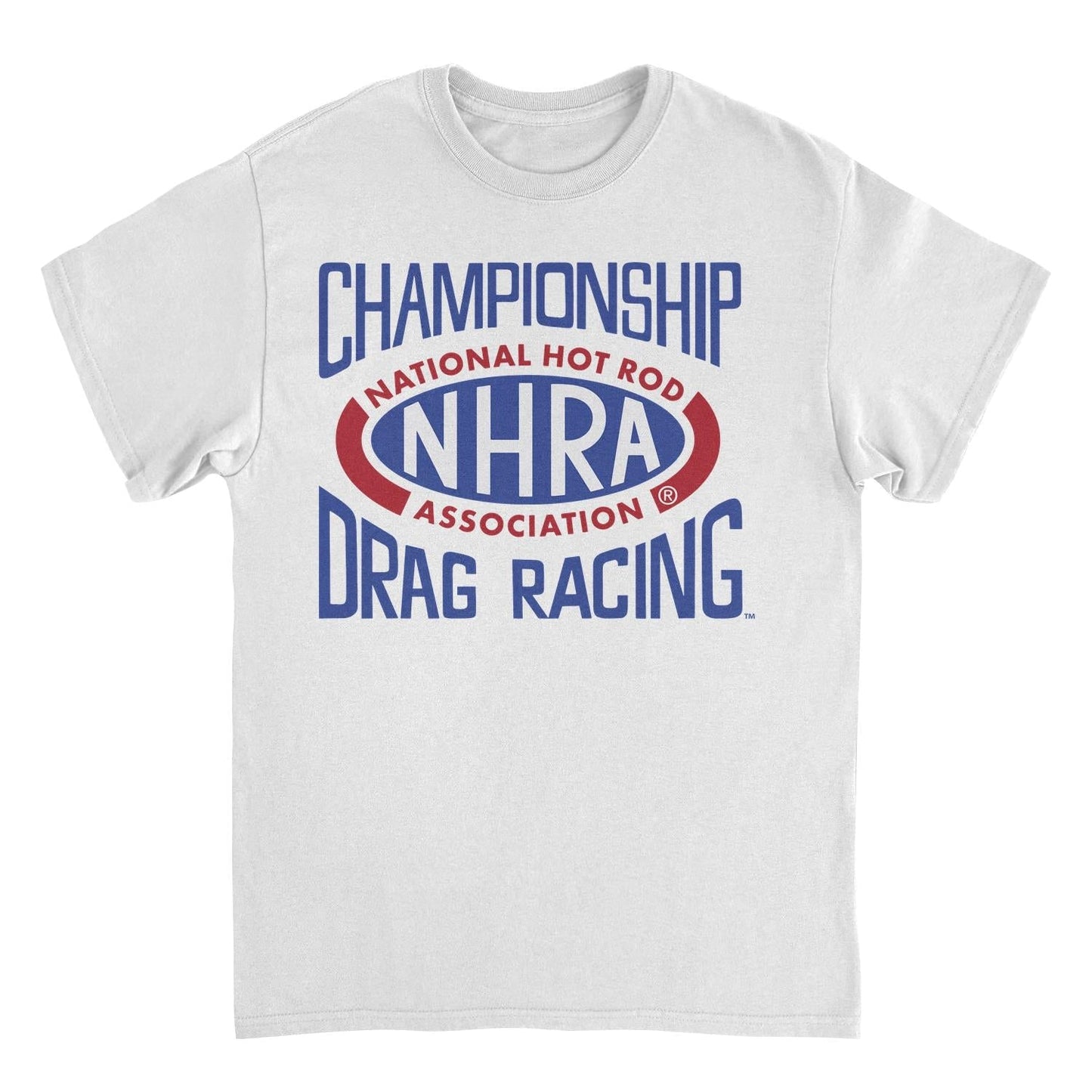 NHRA National Hot Rod Association Drag Racing Red Blue Logo White Mens T Shirt