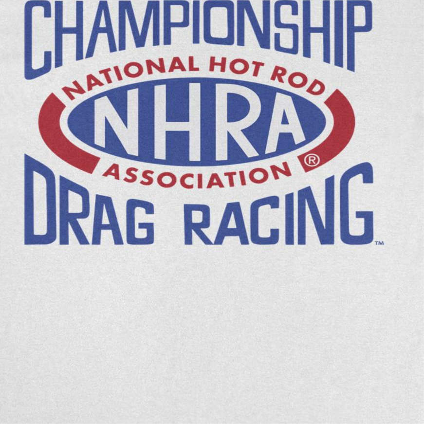 NHRA National Hot Rod Association Drag Racing Red Blue Logo Mens T Shirt White