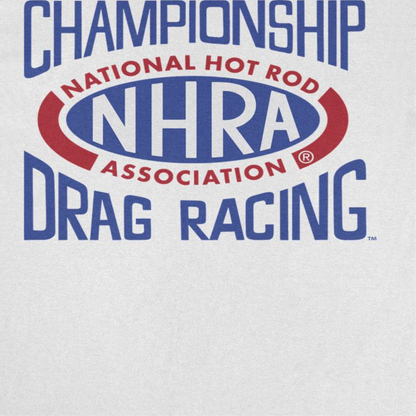 NHRA National Hot Rod Association Drag Racing Red Blue Logo Mens T Shirt White